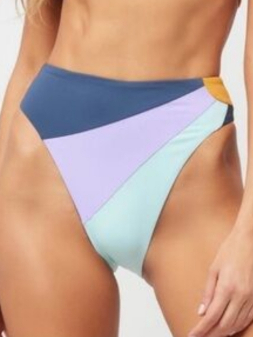 L*Space Luca Sunburst Bikini Bottoms color block style Slate-Pool-Wisteria Small